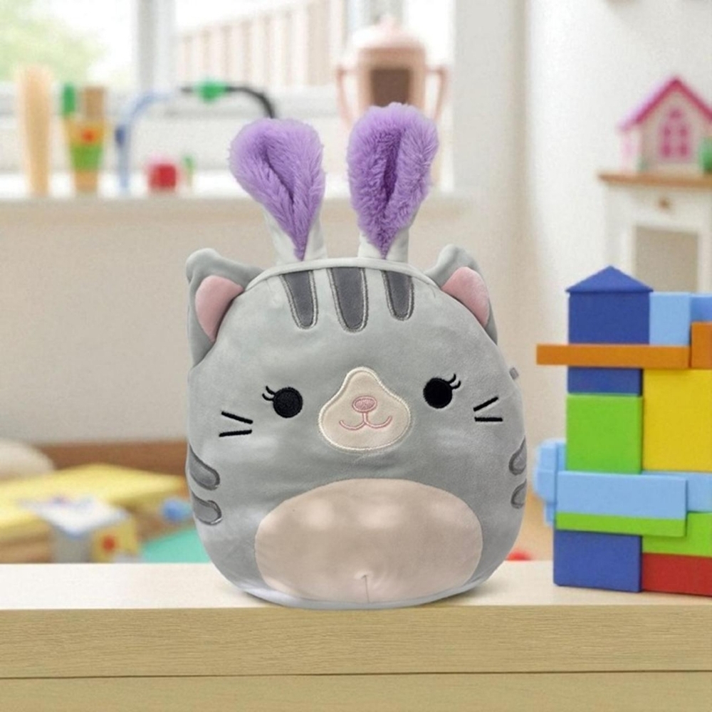 Squishmallows Tally Cat Bunny Ears 8" Grey Tabby Easter Plush Toy